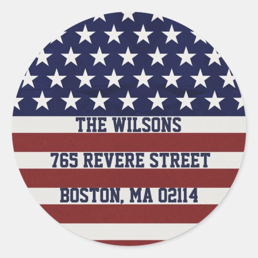 Sticker Rond American USA Flag Patriotic July 4th Custom (Devant)