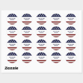 Sticker Rond American USA Flag Patriotic July 4th Custom (Feuille)