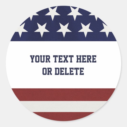 Sticker Rond American USA Flag Patriotic July 4th Custom (Devant)
