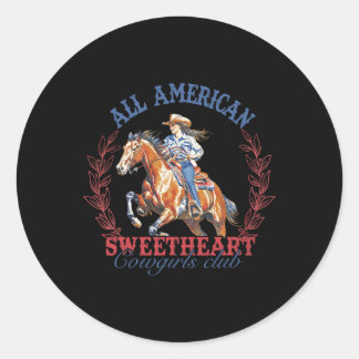 Sticker Rond American Western Sweetheart Cowgirls Club 4th Of J