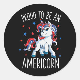 Sticker Rond Americorn Unicorn 4 juillet T Chemises Filles Meri