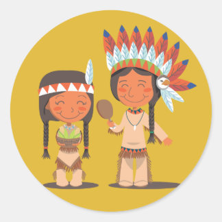 Sticker Rond Amérindien