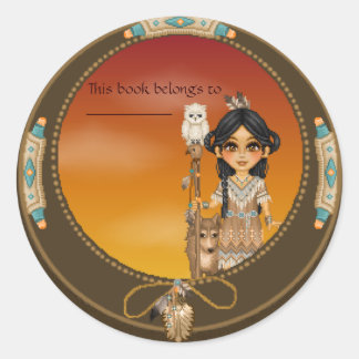 Sticker Rond Amérindienne