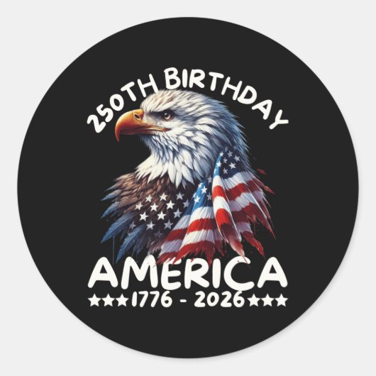 Sticker Rond Amérique 250e anniversaire Eagle Us Drapeau Juille (Devant)