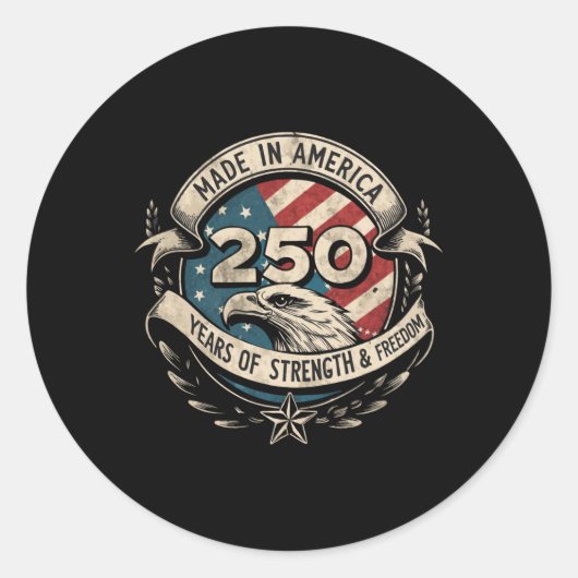 Sticker Rond Amérique 250e anniversaire Us Drapeau 250 ans Amér (Devant)