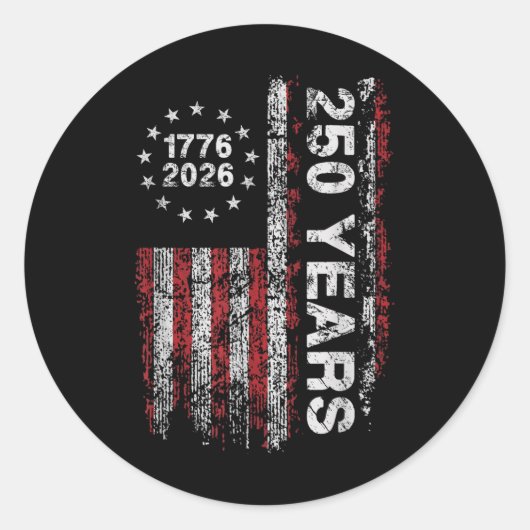 Sticker Rond Amérique 250e anniversaire Us Drapeau 250 ans Nous (Devant)