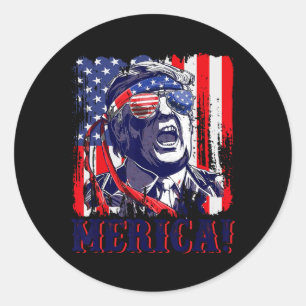 Sticker Rond Amérique 4 juillet Drapeau américain Murica Amériq