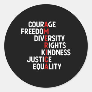 Sticker Rond Amérique Courage Liberté Droits Diversité Friendsh