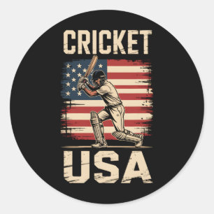 Sticker Rond Amérique Cricket Américain Usa Joueur Hommes Femme