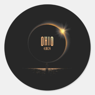 Sticker Rond Amérique du Nord Total Éclipse Solaire 2024 Ohio U