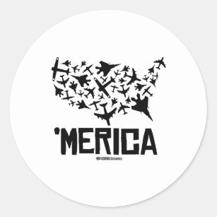 Sticker Rond Amérique - États-Unis de combat
