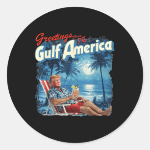 Sticker Rond Amérique Golfe Trump 2024 Retro Beach Usa America