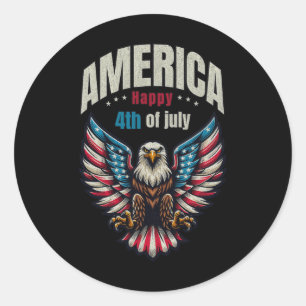 Sticker Rond Amérique Joyeux 4 juillet - Hommes d'aigle patriot