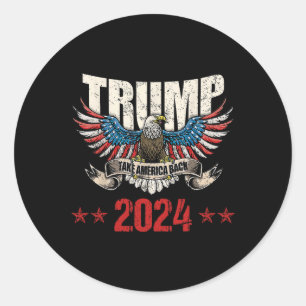 Sticker Rond Amérique Retour US Drapeau Américain Trump 2024 Ho
