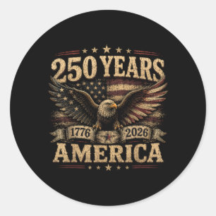 Sticker Rond Amérique Rétro 250 Ans 250e Anniversaire États-Uni