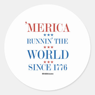 Sticker Rond Amérique - Runnin' the world depuis 1776