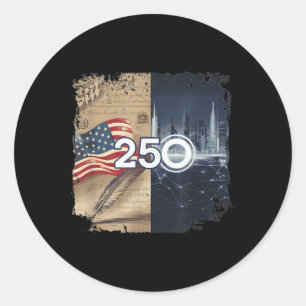 Sticker Rond Amérique Semiquincentenaire Juillet 4 2026 250 Ans