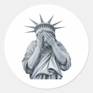 Sticker Rond Amérique Statue De La Liberté Pleurent Mème Drôle