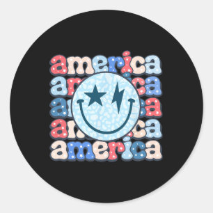 Sticker Rond Amérique Super Chemise Souriante Pour Femmes 4 jui
