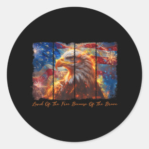 Sticker Rond Amérique Terre De La Liberté À Cause Du Courageux 