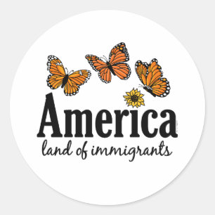 Sticker Rond Amérique Terre D'Immigrés