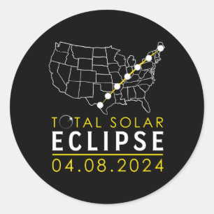 Sticker Rond Amérique Total Éclipse Solaire 8 avril 2024