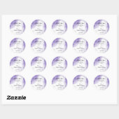 Sticker Rond Amethyst Purple Script Silver Personnalisé (Feuille)