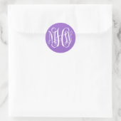 Sticker Rond Améthyste blanc Preppy Vine Script Monogramme do-i (Sac)