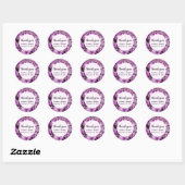 Sticker Rond Améthyste Cristal Purple Nature Mariage Merci (Feuille)