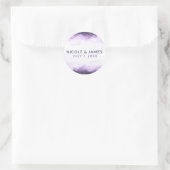Sticker Rond Améthyste Prune Pourpre Moderne Mariage Chic (Sac)