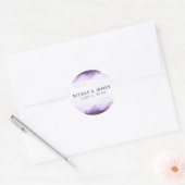 Sticker Rond Améthyste Prune Pourpre Moderne Mariage Chic (Enveloppe)