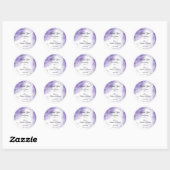 Sticker Rond Améthyste Purple Script Silver Custom Classic Roun (Feuille)