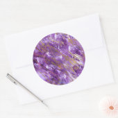 Sticker Rond Améthyste Quartz et texture or (Enveloppe)