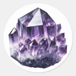 Sticker Rond Améthyste Violette Cristal de Calme Métaphysique