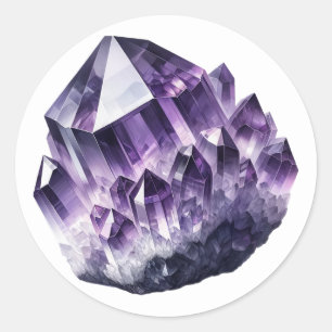 Sticker Rond Améthyste Violette Cristal de Calme Métaphysique