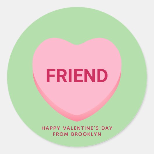 Sticker Rond Ami conversation rose verte coeur Valentine's (Devant)