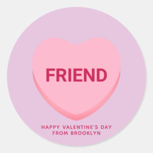 Sticker Rond Ami conversation violet rose coeur Valentine