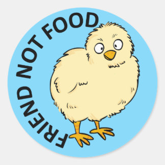 Sticker Rond Ami Pas Nourriture Vegan Poulet