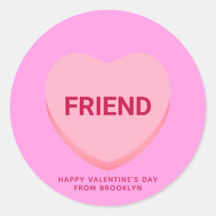 Sticker Rond Ami rose mignon conversation coeur Valentine's