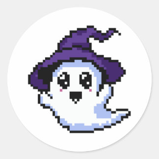 Sticker Rond Amical Ghost Pixel Art