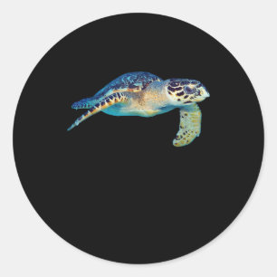 Sticker Rond Amical Sea Turtle Natation sous-marine Photo Art