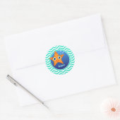 Sticker Rond Amidon d'orange ; Aqua Green Chevron (Enveloppe)