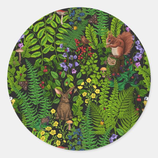 Sticker Rond Amimies et plantes des bois (Devant)