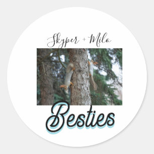 Sticker Rond Amis animaux meilleures copines ajouter nom photo