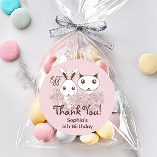Sticker Rond Amis Animaux Rose Pour Toujours Anniversaire Enfan