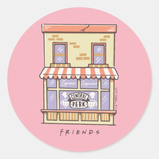 Sticker Rond AMIS™ | Central Perk Cartoon Coffee Shop (Devant)