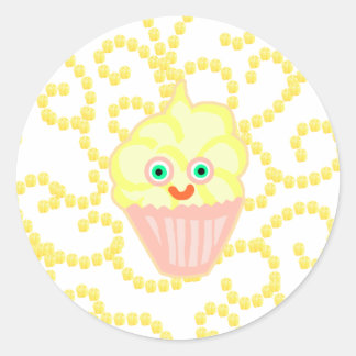Sticker Rond Amis Citron Cupcake !