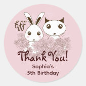 Sticker Rond Amis d'animaux roses pour toujours Anniversaires d (Devant)