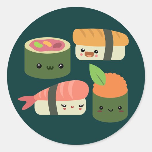 Sticker Rond Amis de sushi (Devant)