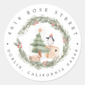 Sticker Rond Amis d'hiver | Christmas Baby Return Adresse (Devant)